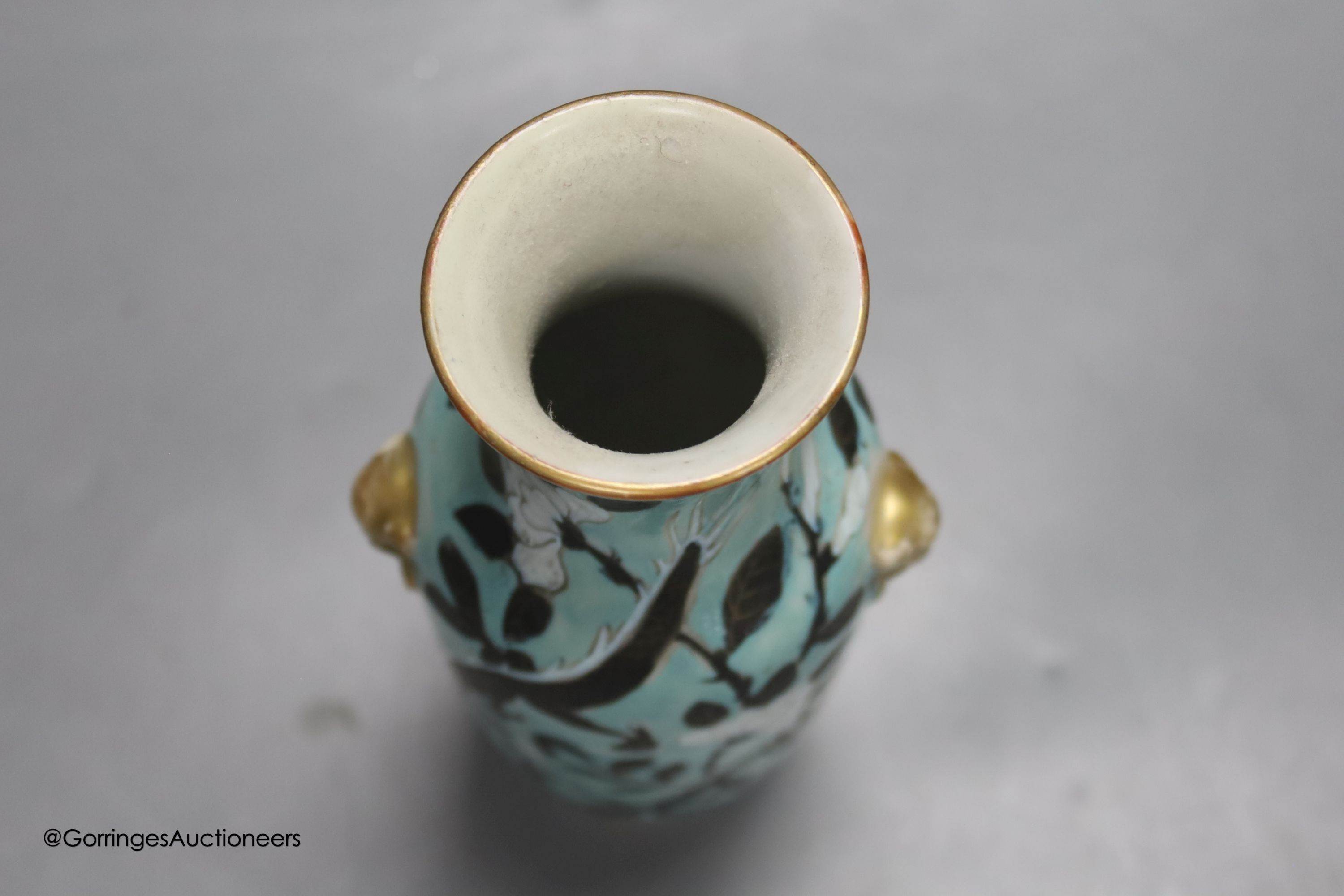 A Chinese turquoise glazed 'dragon' vase, c.1900, height 18cm